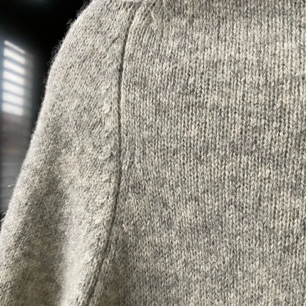 Lluis Gray Embroiled 100% Lambswool Sweater, Size XS-S
